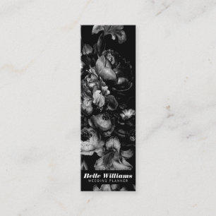 Elegant vintage blommigt bouquet, vanlig svart blo mini visitkort