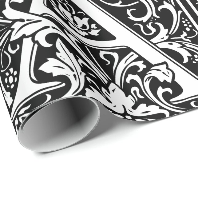 Elegant Vintage Blommigt Brev A Monogram Presentpapper (Rullad Hörn)