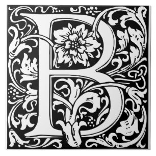 Elegant Vintage Blommigt Brev B Monogram Kakelplatta