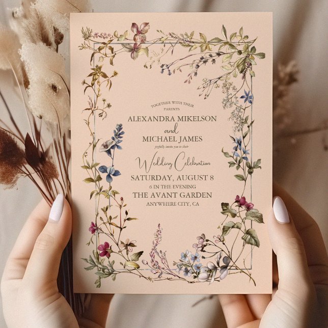 Elegant Vintage Blommigt Bröllop Inbjudningar (Skapare uppladdad)