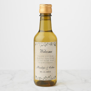 Elegant Vintage Blommigt Bröllop Välkomna Basket M Vinetikett