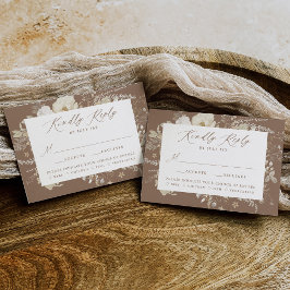 Elegant Vintage Blommigt Brun måltid, Bröllop OSA Kort