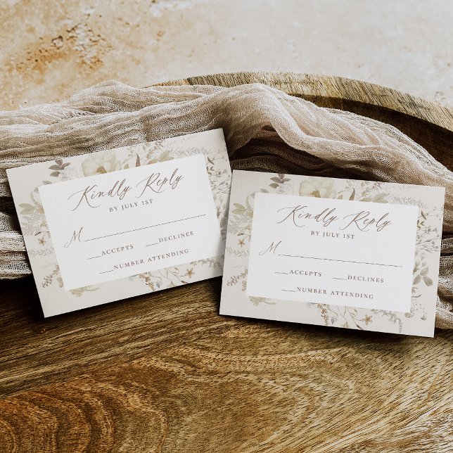 Elegant Vintage Blommigt Cream Bröllop OSA Kort (Skapare uppladdad)