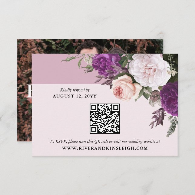 Elegant Vintage Blommigt Digital Bröllop OSA Card Inbjudningar (Fram/baksida)