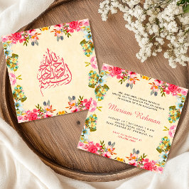 Elegant Vintage Blommigt Flicka Aqiqah Inbjudningar
