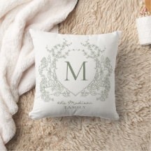 Elegant Vintage Blommigt Grönt Vapensköld Monogram