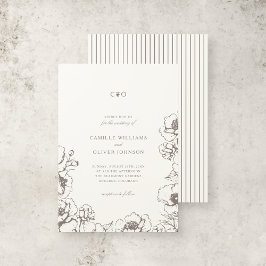 Elegant Vintage Blommigt Initialer Garden Wedding  Inbjudningar