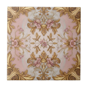 Elegant Vintage Blommigt keramik Tile Kakelplatta