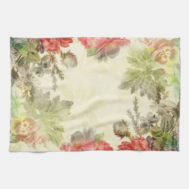 Elegant Vintage Blommigt Kitchen Towel Kökshandduk (Horisontell)