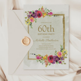 Elegant Vintage Blommigt Kvinnor 60:e födelsedagen Inbjudningar