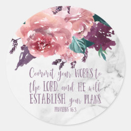 Elegant Vintage Blommigt Marble Bible Verse Runt Klistermärke