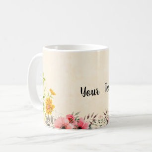 elegant vintage blommigt med text kaffemugg
