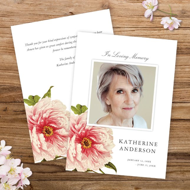 Elegant Vintage Blommigt Memorial Fotomeddelande Inbjudningar (Skapare uppladdad)