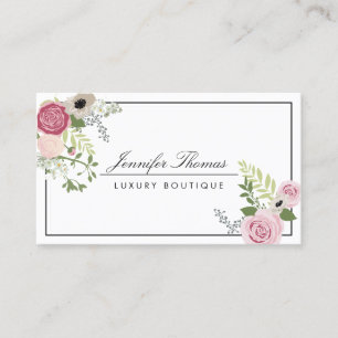 Elegant Vintage Blommigt Motif Luxury Boutique Visitkort