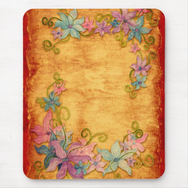 Elegant Vintage Blommigt Mousepad Musmatta (Framsidan)