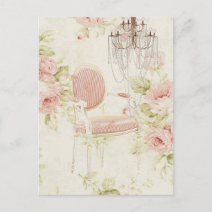 Elegant vintage blommigt paris mode vykort