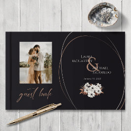 Elegant Vintage Blommigt Photo Black Gästböcker