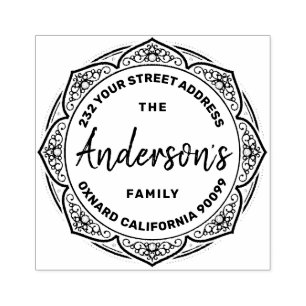 Elegant Vintage Blommigt Ram-Anpassningsbar-familj Stämpel