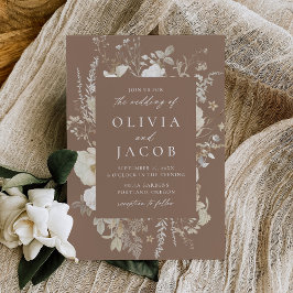 Elegant Vintage Blommigt Ram Bröllop Inbjudningar