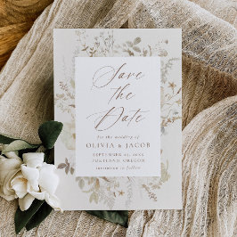 Elegant Vintage Blommigt Ram Cream Bröllop Spara Datumet