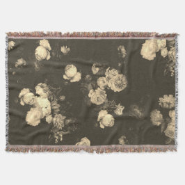 Elegant Vintage Blommigt Ro Beige Brown Filt