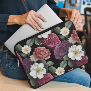 Elegant Vintage Blommigt Ro Personlig Namn Laptop Fodral