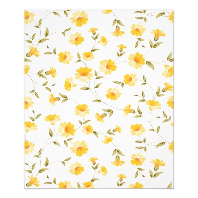 Elegant Vintage Blommigt Tapet Poster (Framsidan)