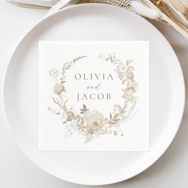 Elegant Vintage Blommigt Utandning Bröllop Pappersservett (Skapare uppladdad)