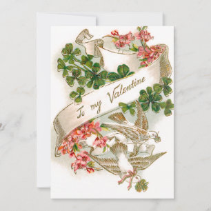 Elegant Vintage Blommigt Valentine med Doves Julkort