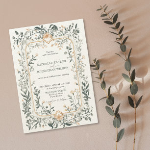 Elegant Vintage Blommigt Victorian Meadow Inbjudningar
