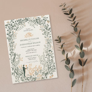 Elegant Vintage Blommigt Viktoriansk filigree Inbjudningar