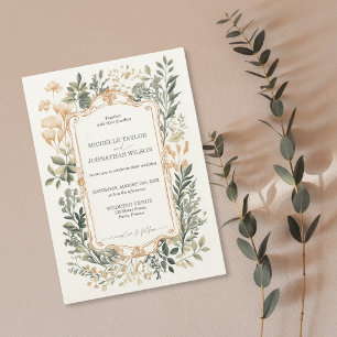 Elegant Vintage Blommigt Viktoriansk filigree Inbjudningar