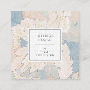 Elegant vintage blommönster chic, pastellbrun fyrkantigt visitkort