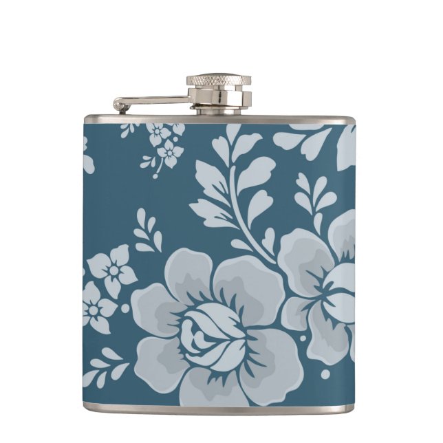Elegant Vintage Blommönster i Blått Fickplunta (Framsidan)