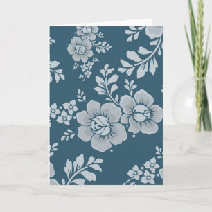 Elegant Vintage Blommönster i Blått Kort