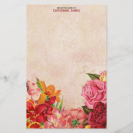 Elegant Vintage Blommotiv | Vintagepapper | Färgri Brevpapper