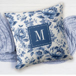 Elegant Vintage Blue Blommigt English Garden Kudde<br><div class="desc">Ett vackert blått och vitt monogram med en blommigt med en maskerad trädgård mönster dekorerar dekorativ kudde. Anpassa den med ditt monogram först. Designad för dig genom svartberget Boulevard.</div>