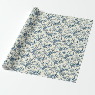 Elegant Vintage Blue Chinoiserie Peacock Presentpapper