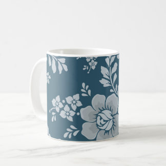 Elegant Vintage Blue Flower Mönster Kaffemugg