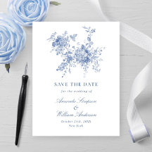 Elegant Vintage Blue Fransk Garden Blommigt Bröllo