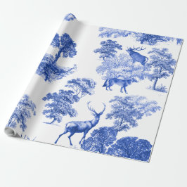 Elegant Vintage Blue Hjort Fox Land Toile Presentpapper