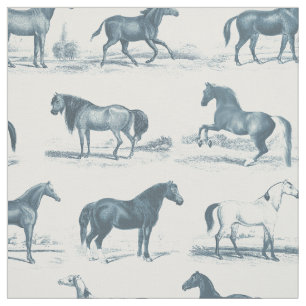 Elegant Vintage Blue Horse Horse Reds Tyg