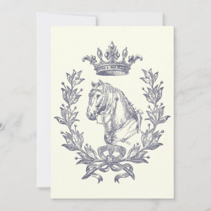 Elegant Vintage Blue Horse Krona Laurel Inbjudningar