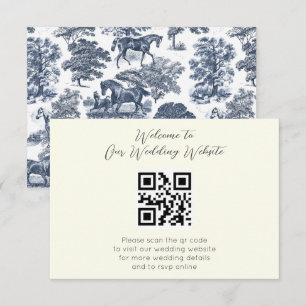 Elegant Vintage Blue Horse Toile Bröllop Tilläggskort