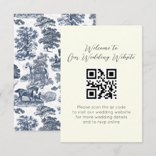 Elegant Vintage Blue Horse Toile Bröllop Tilläggskort