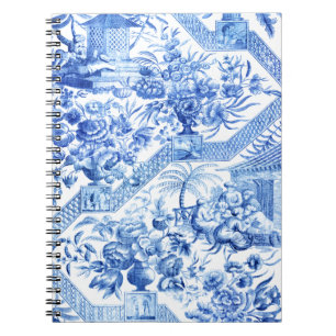 Elegant Vintage Blue och White Chinoiserie Anteckningsbok