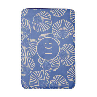 Elegant Vintage Blue Seashell Bath Mat Badrumsmatta