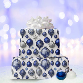 Elegant Vintage Blue Silver jul Ornaments Presentpapper