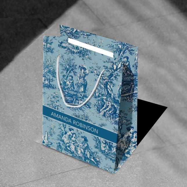 Elegant vintage blue teal toile de jouy (Skapare uppladdad)