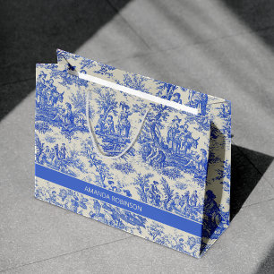 Elegant vintage blue toile de jouy